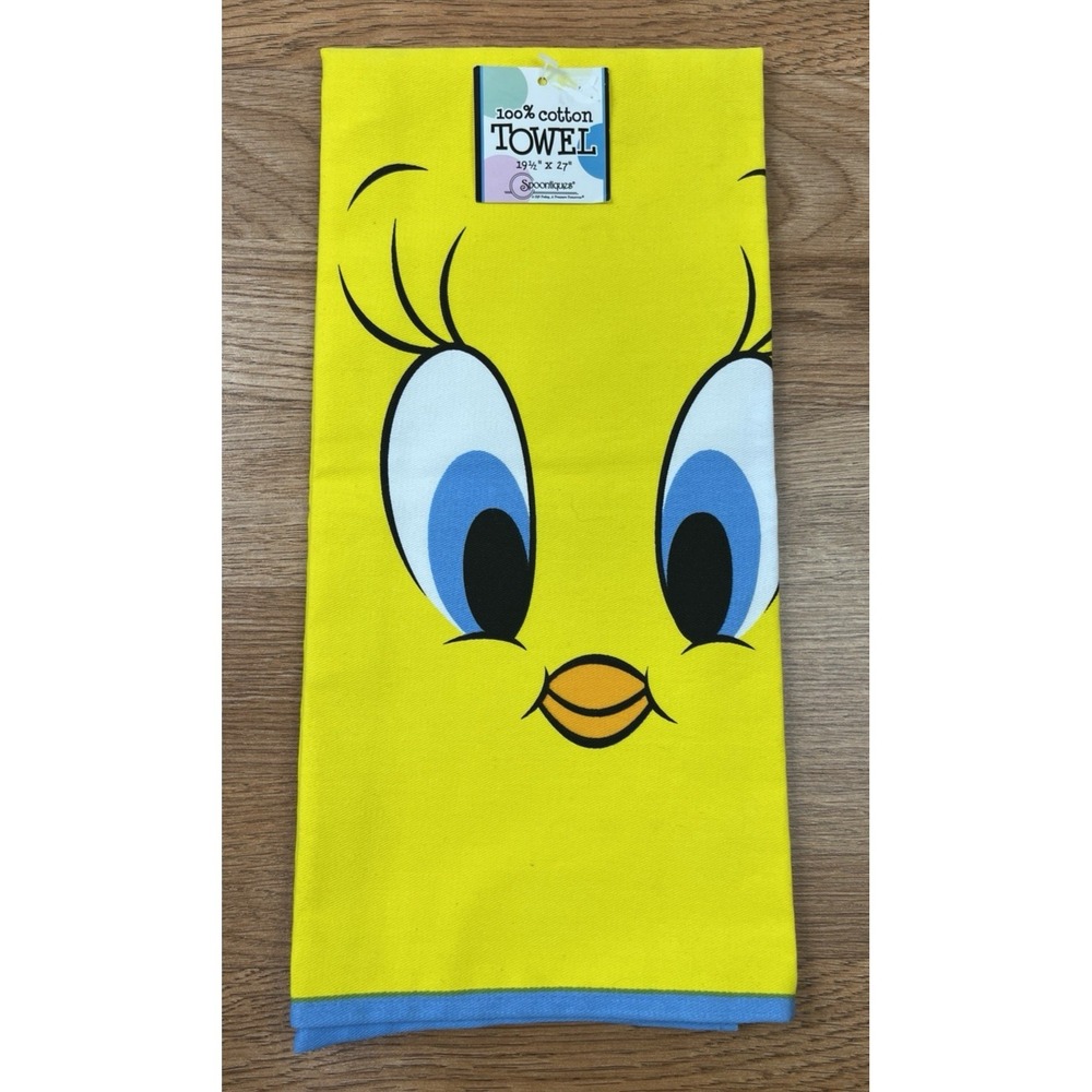 Tweety‎ Bird Dish Towel, Large 19.5" x 27", Bright Yellow NEW Looney Tunes